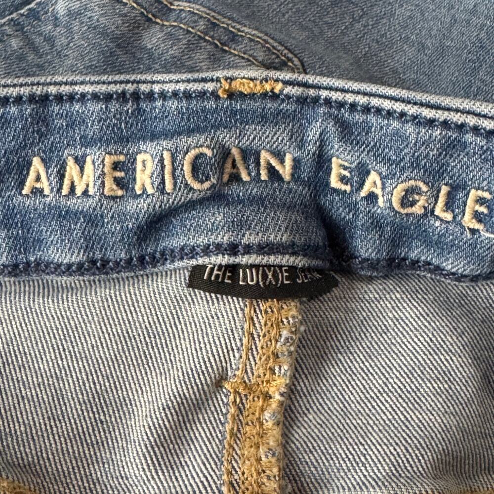 American Eagle SZ 12 SHORT Super Hi-Rise Jeggings Jeans Stretch Zip-Fly Whisker - Picture 8 of 11